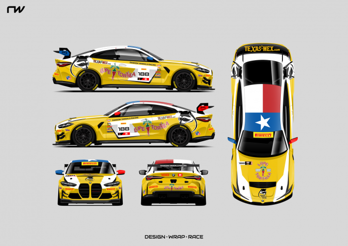Random Vandals Racing Confirms #188 Lupe Tortilla BMW M4 GT4 Am Entry