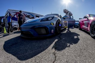 #210 Porsche 718 Cayman CS MR, Michael Dinan, Flying Lizard Motorsports, Pirelli GT4  America, Las Vegas, October 2019 2019.
 | Brian Cleary/SRO