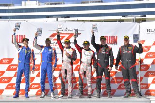 #17 Porsche 718 Cayman CS MR of Derek DeBoer and James Rappaport with TRG - The Racers Group

Casey Dennis and Jeff Bader

Chris Bellomo  and Kevin Woods

2019 Blancpain GT World Challenge America - Las Vegas, Las Vegas NV | Gavin Baker/SRO
