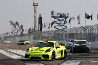 #7 Park Place Motorsports Porsche 718 Cayman GT4 CS MR Alan Brynjolfsson Streets of St. PetersburgSt Petersburg FL. Photo by SRO / Gavin Baker photography | &copy; 2018 Gavin BakerGavin Bakerwww.GavinBakerPhotography.com