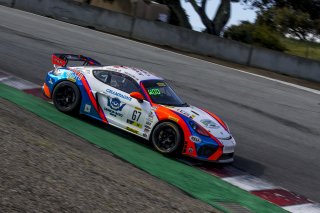 #67 Porsche 718 Cayman CS MR, Chris Bellomo, Kevin Woods, Pirelli GT4 America, Race 1, WeatherTech Raceway Laguna Seca, March 29, 2019.  (SRO/Brian Cleary)
 | SRO Motorsports Group