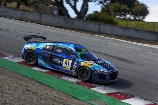 #91 Audi R8 LMS GT4, Jeff Burton, Vesko Kosarov, Pirelli GT4 America, Race 1, WeatherTech Raceway Laguna Seca, March 29, 2019.  (SRO/Brian Cleary)
 | SRO Motorsports Group