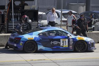 #91 Audi R8 LMS GT4, Jeff Burton, Vesko Kosarov, race 2, Pirelli GT4 America, pit stop, WeatherTech Raceway Laguna Seca, March 2019.  (SRO/Brian Cleary)
 | SRO Motorsports Group
