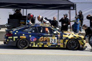 #28 BMW M4, GT4, Jon Miller, Harry Gottsacker, pit stop Pirelli GT4 America, WaetherTech Raceway Laguna Seca, March 2019.  (SRO/Brian Cleary)
 | SRO Motorsports Group