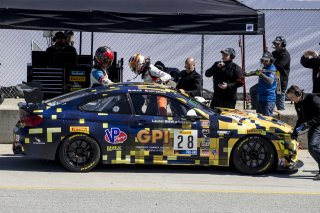#28 BMW M4, GT4, Jon Miller, Harry Gottsacker, pit stop Pirelli GT4 America, WaetherTech Raceway Laguna Seca, March 2019.  (SRO/Brian Cleary)
 | SRO Motorsports Group