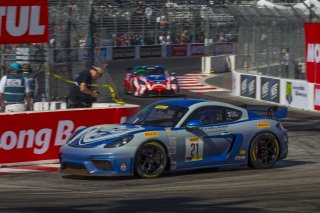 #21 Porsche 718 Cayman GT4 CS MR of Michael DInan, Streets of Long Beach, Long Beach, CA.
 | Brian Cleary/SRO      