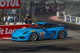#20 Porsche Cayman GT4 CS MR of Matt Brabham, Streets of Long Beach, Long Beach, CA.
 | Brian Cleary/SRO      