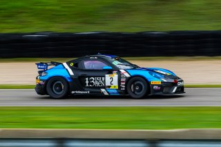 #2 Porsche 718 Cayman GT4 of Jason Bell and Andrew Davis, GMG Racing, GT4 SprintX Pro-Am,   SRO America, Road America,  Elkhart Lake,  WI, July 2020. | Fabian Lagunas/SRO