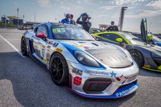 #17 Porsche 718 Cayman GT4 of James Rappaport and Derek DeBoer, TRG, GT4 SprintX Am, SRO America, Circuit of the Americas, Austin TX, September 2020.
 | Brian Cleary/SRO