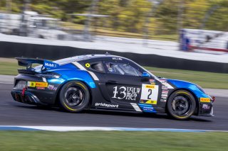 #2 Porsche 718 Cayman GT4 of Jason Bell and Andrew Davis, GMG Racing, GT4 SprintX Pro-Am, SRO, Indianapolis Motor Speedway, Indianapolis, IN, September 2020.
 | Brian Cleary/SRO