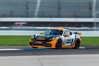 #46 Porsche Cayman CS MR of David Walker and Russell Walker, NOLASPORT, GT4 SprintX, SRO, Indianapolis Motor Speedway, Indianapolis, IN, September 2020. | Fabian Lagunas/SRO