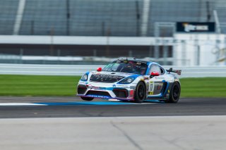 #17 Porsche 718 Cayman GT4 of James Rappaport and Derek DeBoer, TRG, GT4 SprintX Am, SRO, Indianapolis Motor Speedway, Indianapolis, IN, September 2020. | Fabian Lagunas/SRO