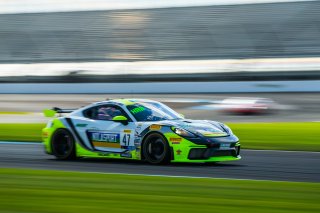 #47 Porsche 718 Cayman GT4 of Matt Travis and Jason Hart, NOLASPORT, GT4 SprintX, Pro-Am,SRO, Indianapolis Motor Speedway, Indianapolis, IN, September 2020. | Fabian Lagunas/SRO