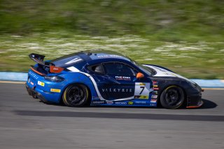 #7 Porsche 718 Cayman GT4 CLUBSPORT MR of Sam Owen and Sean Gibbons, NOLASPORT with OGH, Am, Pirelli GT4 America, SRO America, Sonoma Raceway, Sonoma, CA, March 2021.  | 2021 Regis Lefebure                                       