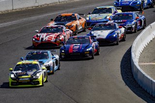 #47 Porsche 718 Cayman GT4 CLUBSPORT MR of Matt Travis and Jason Hart, NOLASPORT, Pro-Am, Pirelli GT4 America, SRO America Sonoma Raceway, Sonoma, CA, March 2021.   | Brian Cleary/BCPix.com