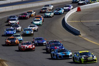 #47 Porsche 718 Cayman GT4 CLUBSPORT MR of Matt Travis and Jason Hart, NOLASPORT, Pro-Am, Pirelli GT4 America, SRO America Sonoma Raceway, Sonoma, CA, March 2021.   | Brian Cleary/BCPix.com