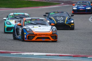 #7 Porsche 718 Cayman GT4 CLUBSPORT MR of Sam Owen and Sean Gibbons, NOLASPORT with OGH, Am, Pirelli GT4 America, SRO America, Circuit of the Americas, Austin, Texas, April May 2021. | SRO Motorsports Group