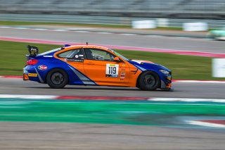 #119 BMW M4 GT4 of Sean Quinlan and Gregory Liefooghe, Stephen Cameron Racing, Pro-Am, Pirelli GT4 America, SRO America, Circuit of the Americas, Austin, Texas, April May 2021. | Fabian Lagunas/SRO