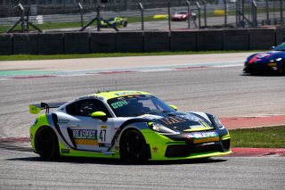 #47 Porsche 718 Cayman GT4 CS MR of Matt Travis and Jason Hart, NOLASPORT, Pro-Am, Pirelli GT4 America, SRO America, Circuit of the Americas, Austin, Texas, April May 2021. | SRO Motorsports Group