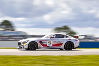 #35 Mercedes-AMG GT4 of Michai Stephens and Colin Mullan, Conquest Racing West, Silver, Pirelli GT4 America, SRO America, Sebring International Raceway, Sebring, FL, September 2021. | Brian Cleary/SRO