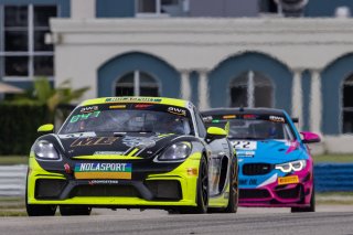 #47 Porsche 718 Cayman GT4 CLUBSPORT MR of Matt Travis and Jason Hart, NOLASPORT, Pro-Am, Pirelli GT4 America, SRO America, Sebring International Raceway, Sebring, FL, September 2021.
 | Regis Lefebure/SRO