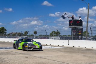 #54 Porsche Cayman GT4 CLUBSPORT-MR of Tim Pappas and Jeroen Bleekemolen, Black Swan Racing, Pro-Am, Pirelli GT4 America, SRO America, Sebring International Raceway, Sebring, FL, September 2021.
 | Brian Cleary/SRO