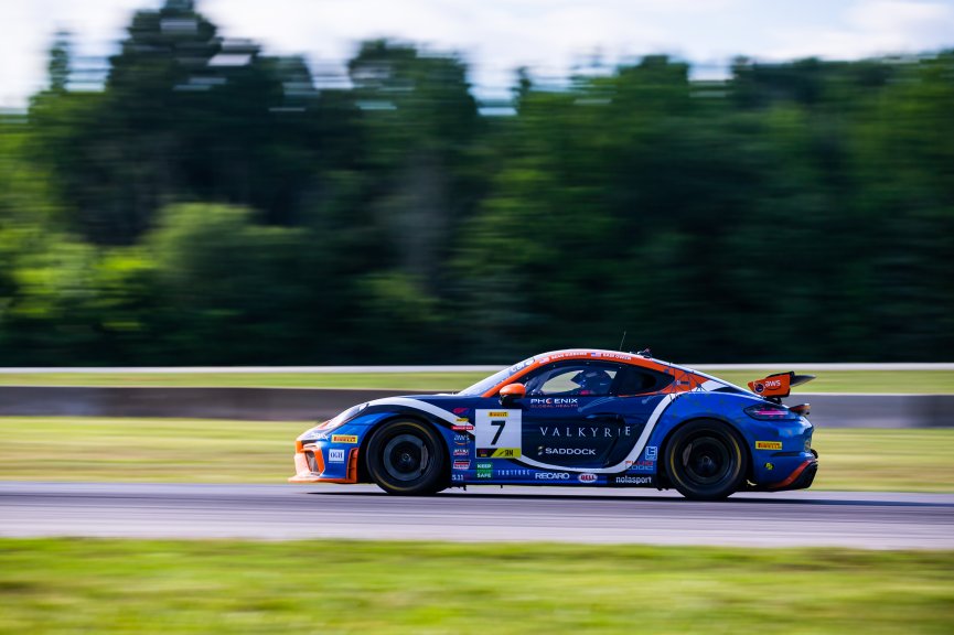 #7 Porsche 718 Cayman GT4 CLUBSPORT MR of Sam Owen and Sean Gibbons, NOLASPORT with OGH, Am, Pirelli GT4 America, SRO America, VIRginia International Raceway, Alton, VA, June 2021.