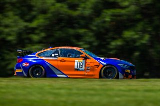 #119 BMW M4 GT4 of Sean Quinlan and Gregory Liefooghe, Stephen Cameron Racing, Pro-Am, Pirelli GT4 America, SRO America, VIRginia International Raceway, Alton, VA, June 2021. | Fabian Lagunas/SRO