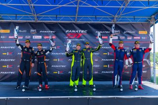 Race 1 Podium, Pirelli GT4 America, SRO America, VIRginia International Raceway, Alton, VA, June 2021. | Fabian Lagunas/SRO