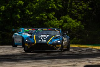 #24 Aston Martin Vantage AMR GT4 of Gray Newell and Ian James, Heart of Racing Team, Pro-Am, Pirelli GT4 America, SRO America, VIRginia International Raceway, Alton, VA, June 2021. | Fabian Lagunas/SRO