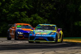 #66 Porsche 718 Cayman GT4 CSMR of Derek DeBoer and Spencer Pumpelly, Pro-Am, Pirelli GT4 America, SRO America, VA, VIRginia International Raceway, June 2021. | Fabian Lagunas/SRO