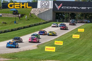 #43 Porsche 718 Cayman GT4 CLUBSPORT MR of Aurora Strauss and Christina Nielsen, Murillo Racing, SL, Pirelli GT4 America, SRO America, Road America, Elkhart Lake, Aug 2021.
 | SRO Motorsports Group