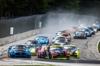 #120 Porsche 718 Cayman GT Clubsport MR of Adam Adelson and Elliott Skeer, Premier Racing, Am, Pirelli GT4 America, SRO America, Road America, Elkhart Lake, Wisconsin, August 2021. | Fabian Lagunas/SRO
