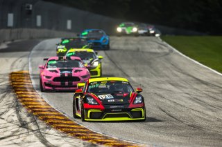 #120 Porsche 718 Cayman GT Clubsport MR of Adam Adelson and Elliott Skeer, Premier Racing, Am,Pirelli GT4 America, SRO America, Road America, Elkhart Lake, Wisconsin, August 2021. | Fabian Lagunas/SRO
