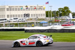 #35 Mercedes-AMG GT4 of Michai Stephens and Colin Mullan, Conquest Racing West, Silver, Pirelli GT4 America, SRO, Indianapolis Motor Speedway, Indianapolis, IN, USA, October 2021 | Brian Cleary/SRO