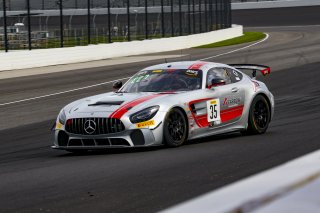 #35 Mercedes-AMG GT4 of Michai Stephens and Colin Mullan, Conquest Racing West, Silver, Pirelli GT4 America, SRO, Indianapolis Motor Speedway, Indianapolis, IN, USA, October 2021 | Brian Cleary/SRO