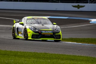 #47 Porsche 718 Cayman GT4 CLUBSPORT MR of Matt Travis and Jason Hart, NOLASPORT, Pro-Am, Pirelli GT4 America, SRO, Indianapolis Motor Speedway, Indianapolis, IN, USA, October 2021
 | Brian Cleary/SRO