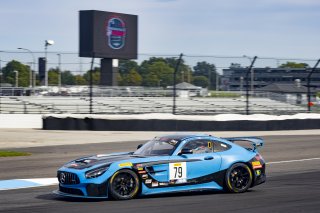 #79 Mercedes-AMG GT4 of Christopher Gumprecht and Kyle Marcelli, RENNtech Motorsports, SL, Pirelli GT4 America, SRO, Indianapolis Motor Speedway, Indianapolis, IN, USA, October 2021
 | Brian Cleary/SRO