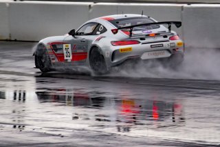 #35 Mercedes-AMG GT4 of Michai Stephens and Colin Mullan, Conquest Racing West, Silver, Pirelli GT4 America, SRO, Indianapolis Motor Speedway, Indianapolis, IN, USA, October 2021 | Brian Cleary/SRO