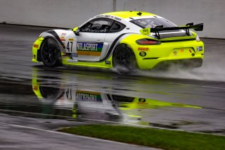 #47 Porsche 718 Cayman GT4 CLUBSPORT MR of Matt Travis and Jason Hart, NOLASPORT, Pro-Am, Pirelli GT4 America, SRO, Indianapolis Motor Speedway, Indianapolis, IN, USA, October 2021
 | Brian Cleary/SRO