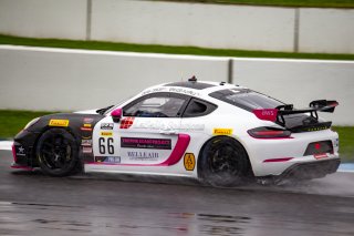 #66 Porsche 718 Cayman GT4 CLUBSPORT MR of Derek DeBoer and Spencer Pumpelly, TRG-The Racers Group, Pro-Am, Pirelli GT4 America, SRO, Indianapolis Motor Speedway, Indianapolis, IN, USA, October 2021
 | Brian Cleary/SRO