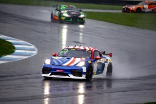 #17 Porsche 718 Cayman GT4 CLUBSPORT MR of James Rappaport and Todd Hetherington, TRG-The Racers Group, Am, Pirelli GT4 America, SRO, Indianapolis Motor Speedway, Indianapolis, IN, USA, October 2021
 | Brian Cleary/SRO