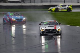 #35 Mercedes-AMG GT4 of Michai Stephens and Colin Mullan, Conquest Racing West, Silver, Pirelli GT4 America, SRO, Indianapolis Motor Speedway, Indianapolis, IN, USA, October 2021 | Brian Cleary/SRO