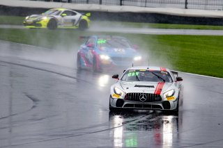 #35 Mercedes-AMG GT4 of Michai Stephens and Colin Mullan, Conquest Racing West, Silver, Pirelli GT4 America, SRO, Indianapolis Motor Speedway, Indianapolis, IN, USA, October 2021 | Brian Cleary/SRO