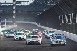 #35 Mercedes-AMG GT4 of Michai Stephens and Colin Mullan, Conquest Racing West, Silver, Pirelli GT4 America, SRO, Indianapolis Motor Speedway, Indianapolis, IN, USA, October 2021 | Fabian Lagunas/SRO