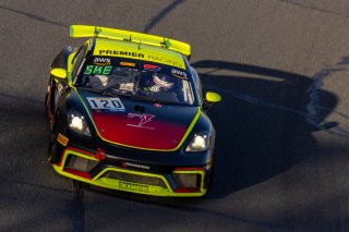 #120 Porsche 718 Cayman GT4 CLUBSPORT MR P of Adam Adelson and Elliott Skeer, Premier Racing, GT4 America, Pro-Am, SRO America, Sonoma Raceway, Sonoma, CA, April  2022.
 | RegisLefebure/SRO