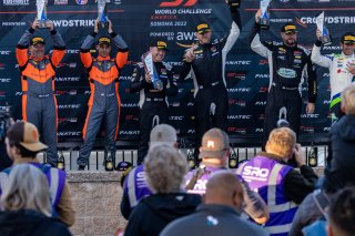 SRO America, Sonoma Raceway, Sonoma, CA, April  2022.GT4 America podium #36 BMW M4 GT4 of James Clay and Charlie Postins, BimmerWorld, GT4 America, Am, April  2022.
 | RegisLefebure/SRO