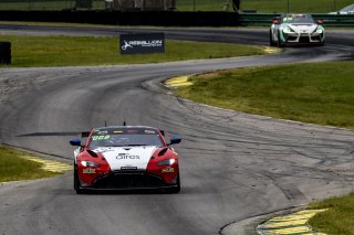 #15 Aston Martin Vantage AMR GT4 of Bryan Putt and Kenton Koch, BSPort Racing, GT4 America, Pro-Am, SRO America, VIR, Virginia International Rcaeway, Alton, Virginia, June 2022.
 | Brian Cleary/SRO