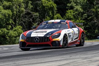 #34 Mercedes-AMG GT4 of Gavin Sanders and Michai Stephens, Conquest Racing/WF Motorsports, GT4 America, Silver, SRO America, VIR, Virginia International Rcaeway, Alton, Virginia, June 2022.
 | Brian Cleary/SRO