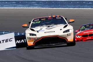 #8 Aston Martin Vantage AMR GT4 of Elias Sabo and Andy Lee, Flying Lizards Motorsports, GT4 America, Pro-Am, SRO America, Watkins Glen International raceway, Watkins Glen, NY, July 2022..
 | Brian Cleary/SRO